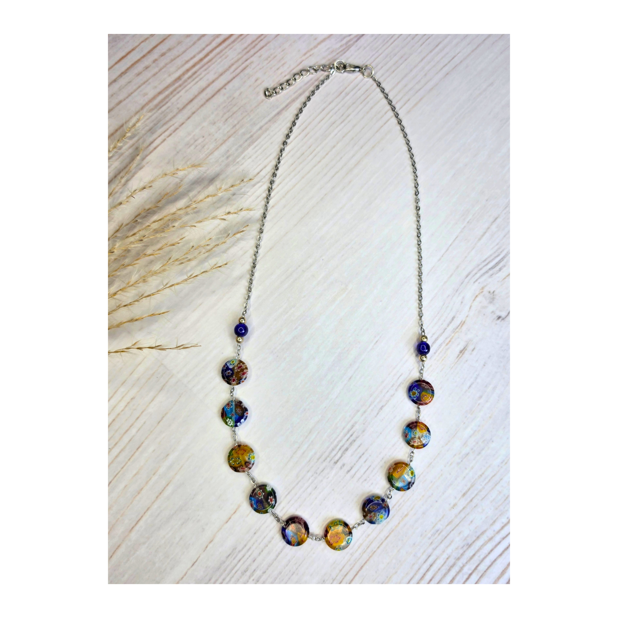 Millefiori Glass Bead Statement Necklace