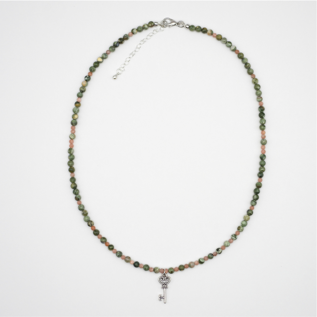 Rhyolite & Rhodochrosite Key Necklace