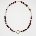 Violet Glass & Pink Aventurine Beaded Necklace