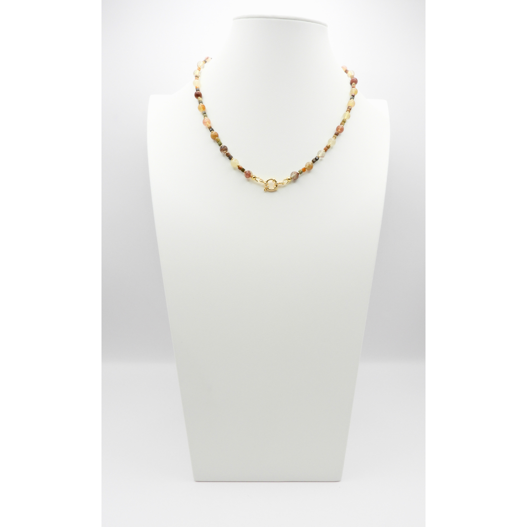Tamarack | Green Garnet & Golden Wooden Jasper Necklace