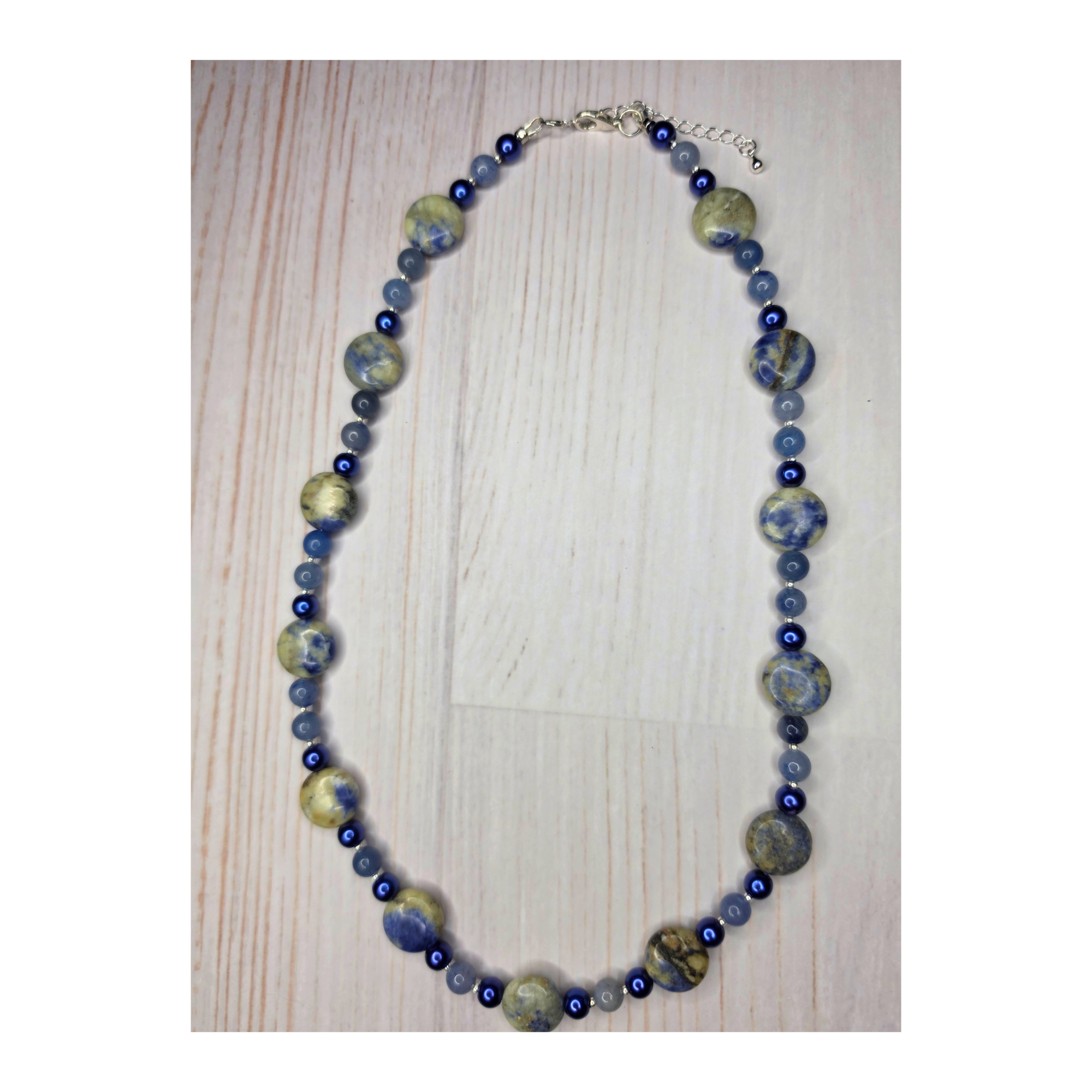 Blue Aventurine, Sodalite Coin & Czech Glass Necklace