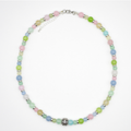 Dyed Pastel Quartz & Silver Rondelle Necklace
