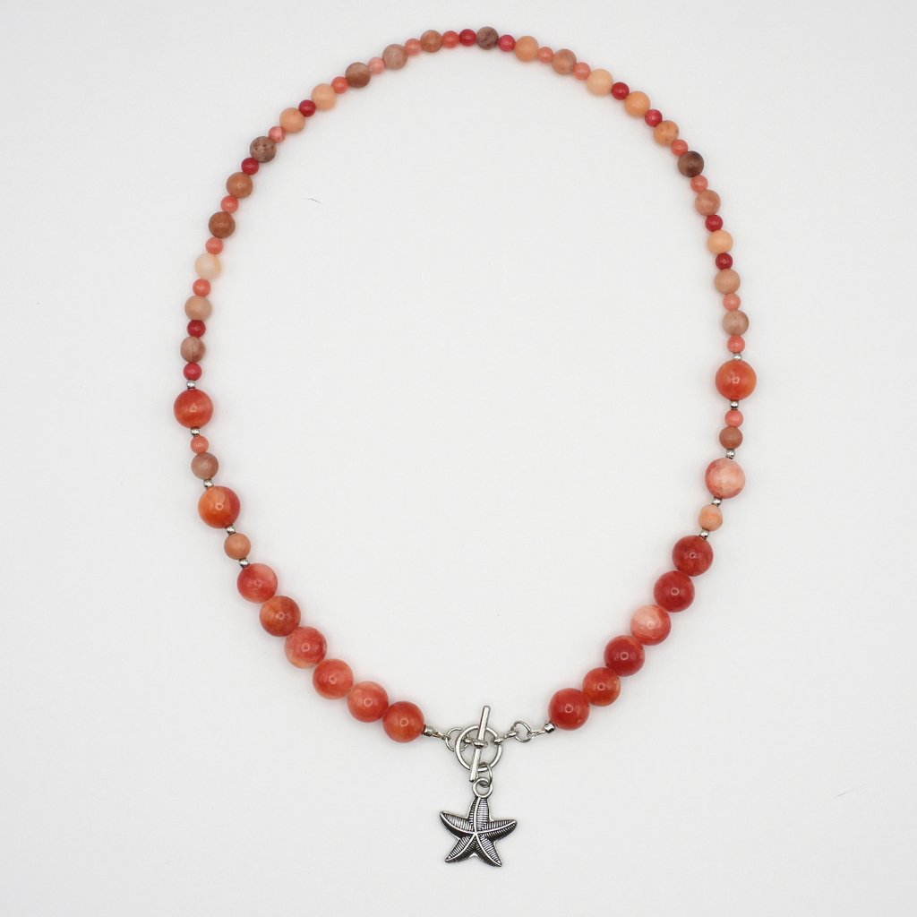 Ruby Quartz & Red Aventurine Starfish Necklace
