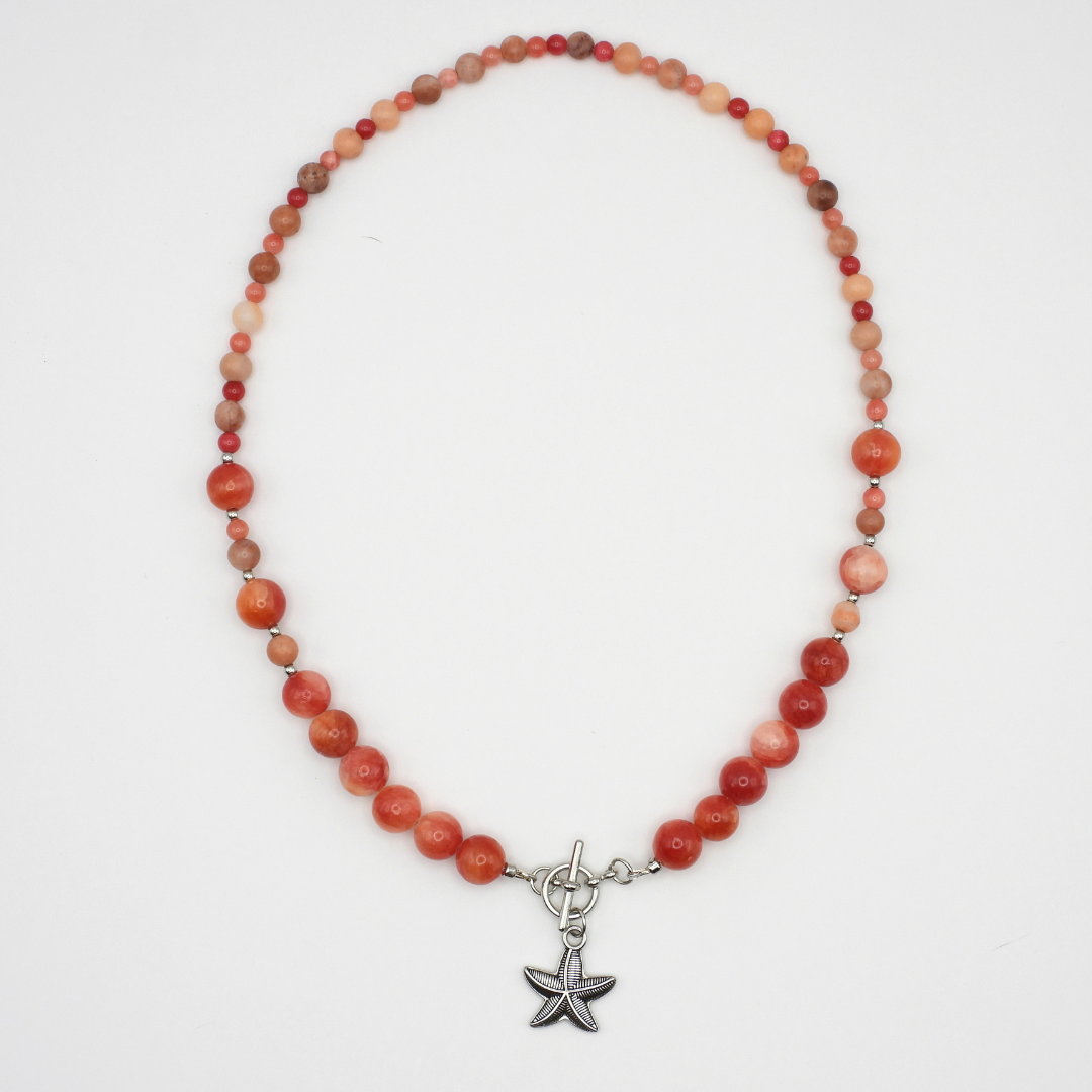 Ruby Quartz & Red Aventurine Starfish Necklace