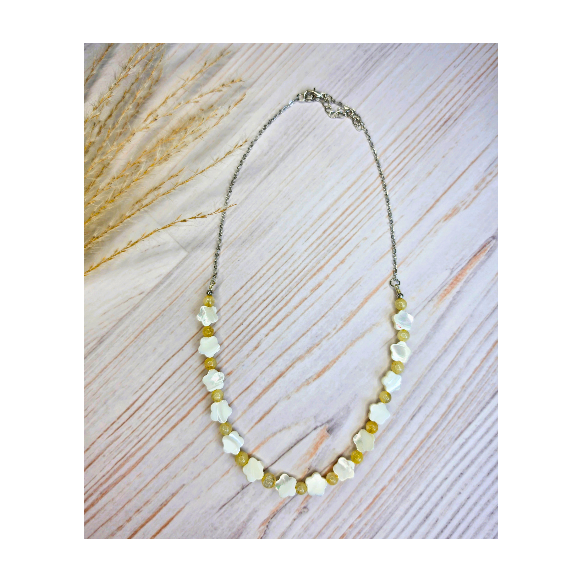 Citrine & Mother of Pearl Star Necklace