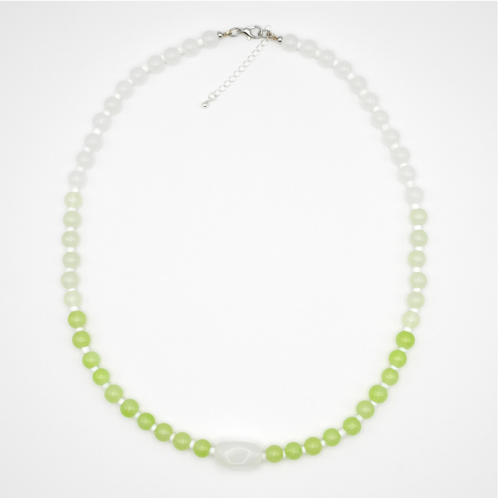 Ombre Glass Bead Necklace with Acrylic Charm