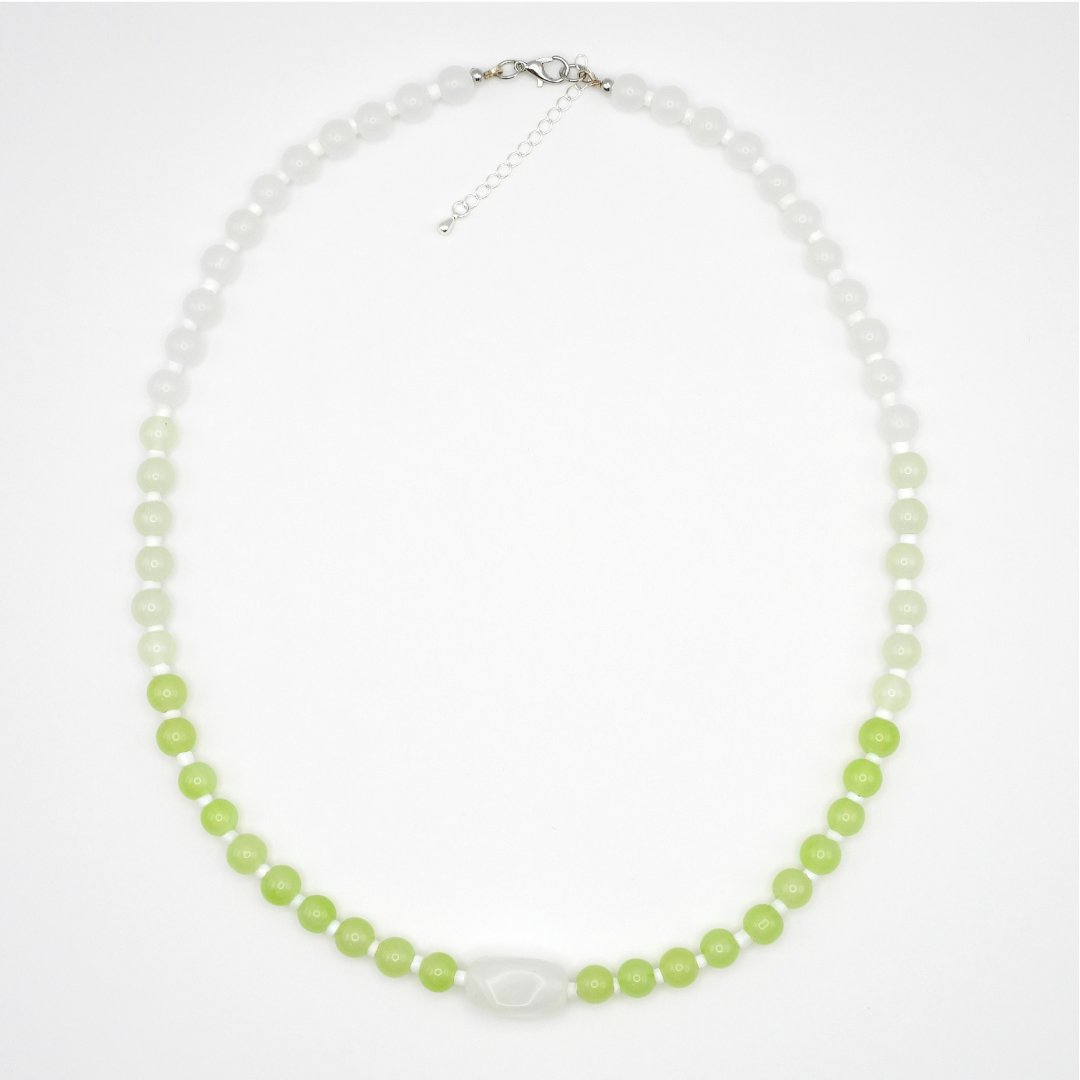 Ombre Glass Bead Necklace with Acrylic Charm