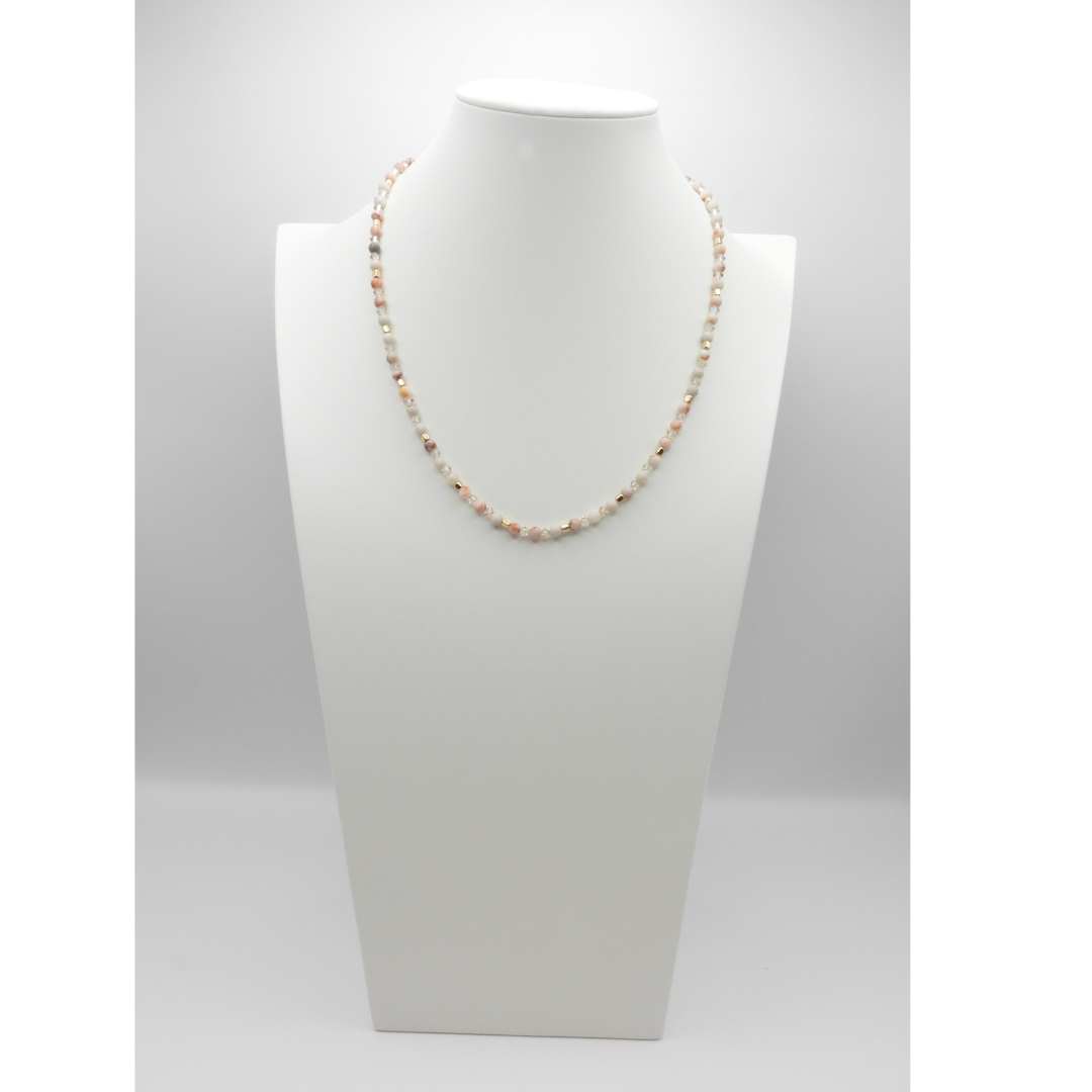 Red Network Jasper & Crystal Glass Necklace