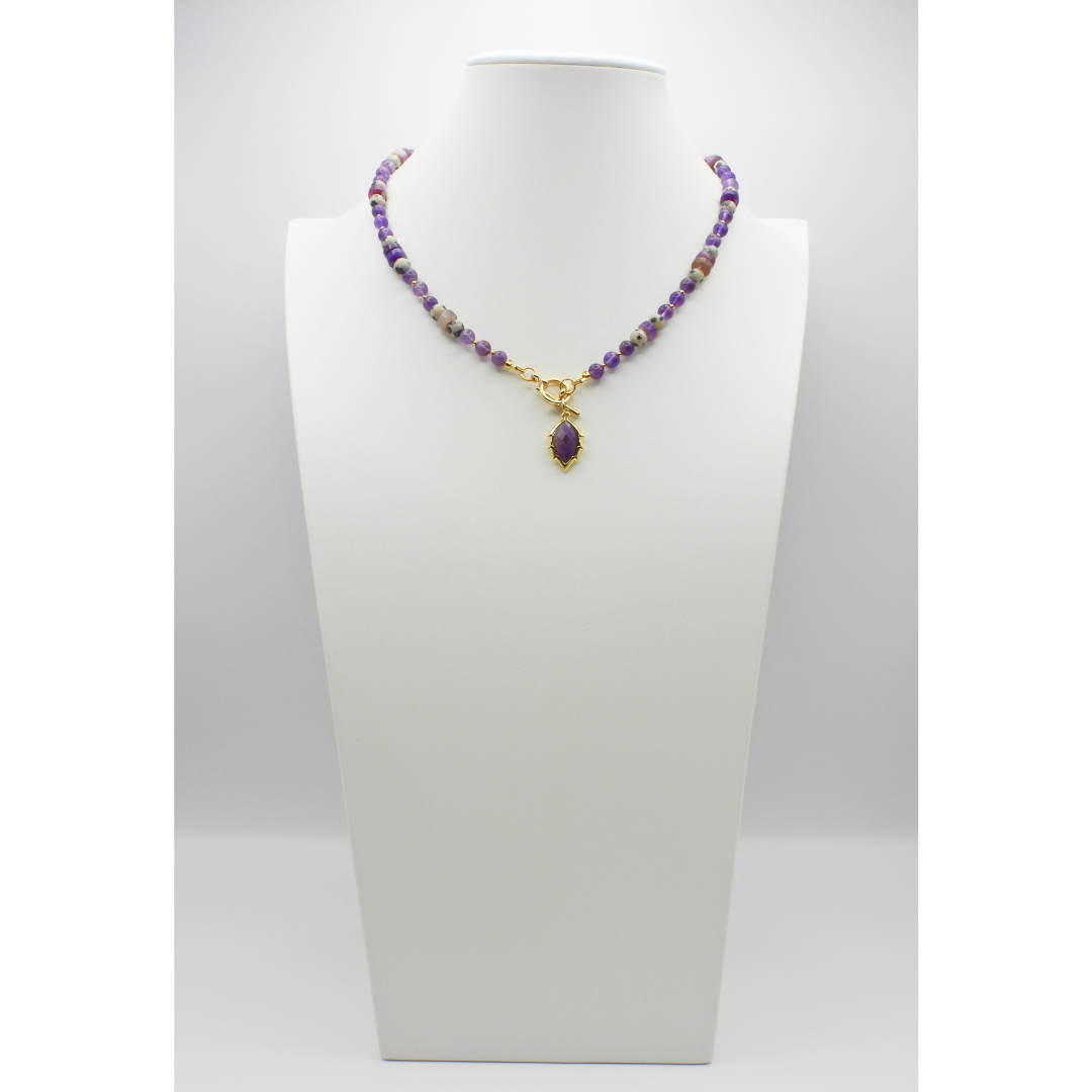 Violet Serenade | Amethyst & Dalmatian Jasper Necklace