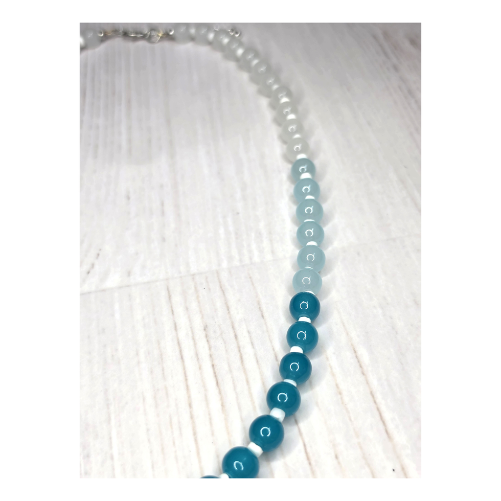 Ombre Glass Bead Necklace with Acrylic Charm