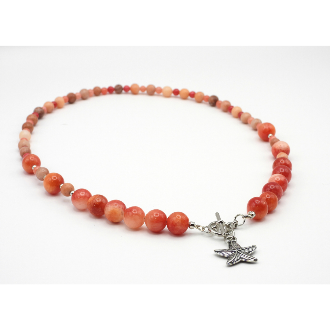 Ruby Quartz & Red Aventurine Starfish Necklace