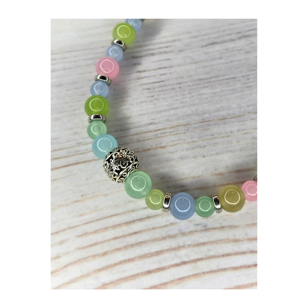 Dyed Pastel Quartz & Silver Rondelle Necklace