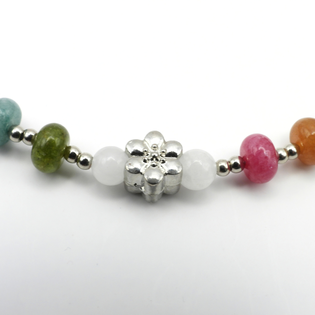 Multi-Color Tourmaline & White Jade Necklace