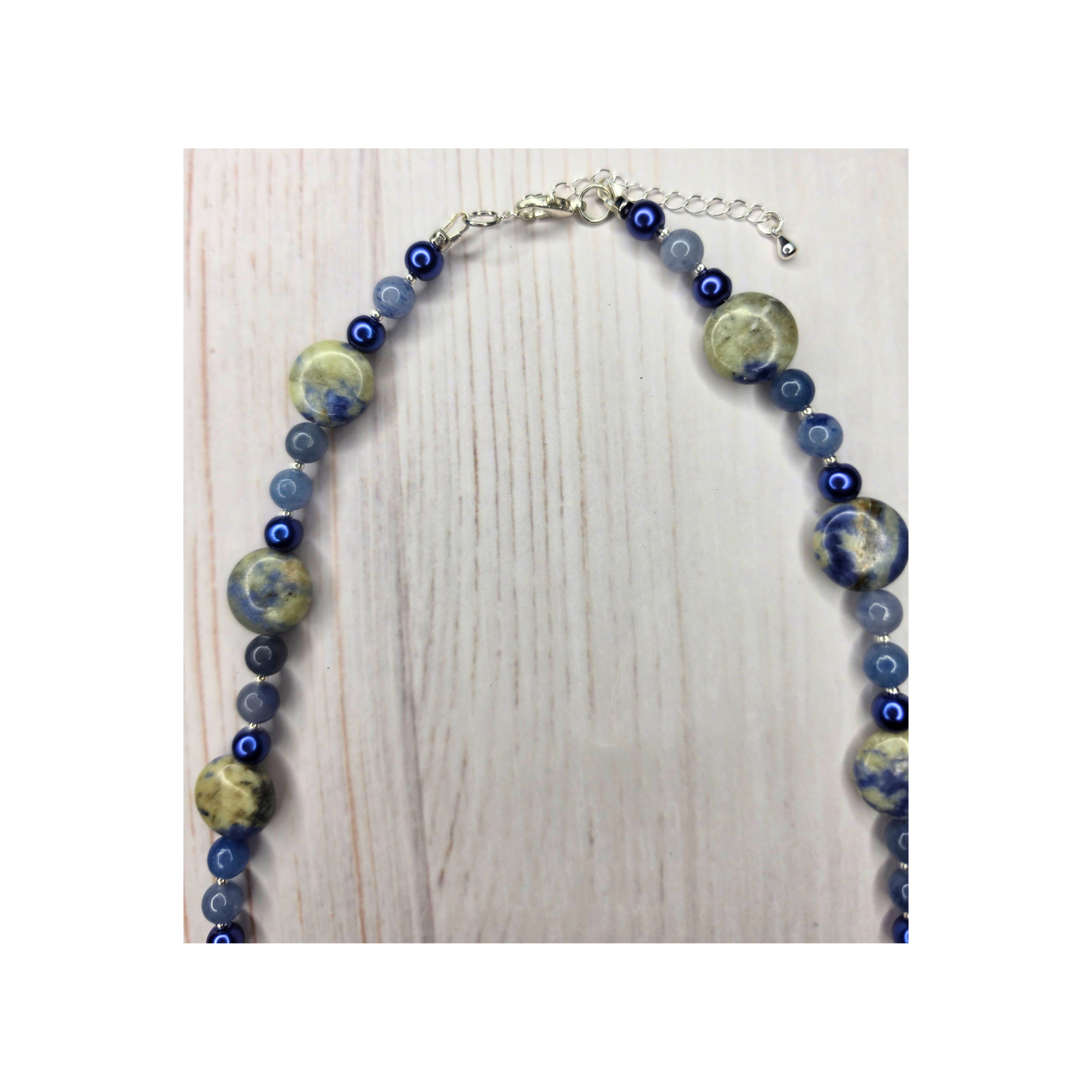 Blue Aventurine, Sodalite Coin & Czech Glass Necklace