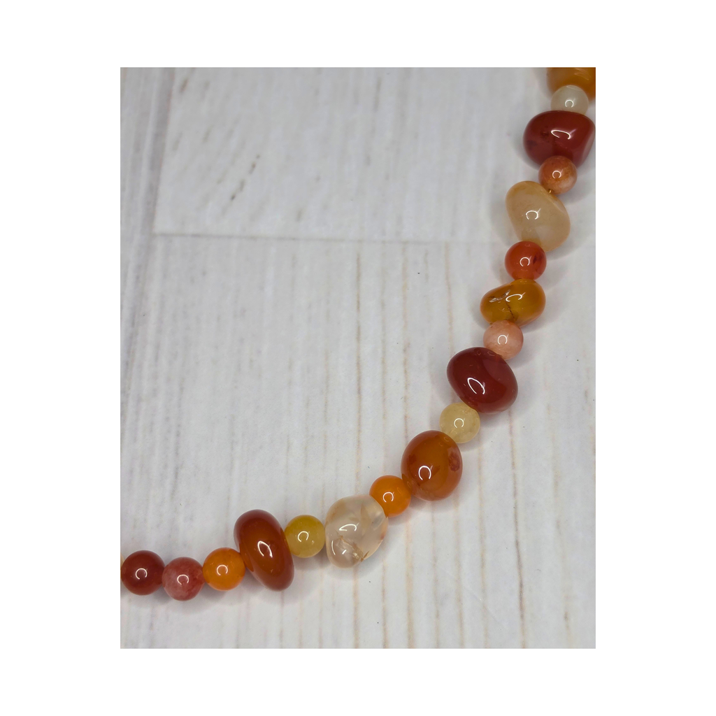 Dyed Agate & Golden Silk Jade Tumbled Necklace