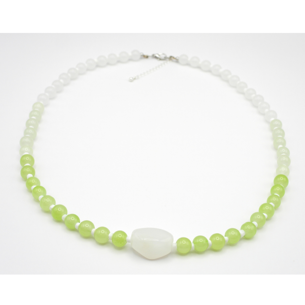 Ombre Glass Bead Necklace with Acrylic Charm