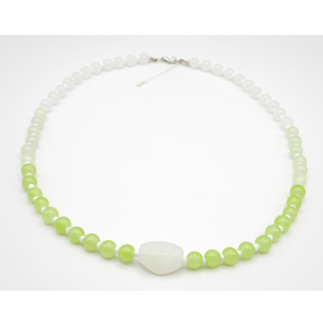 Ombre Glass Bead Necklace with Acrylic Charm