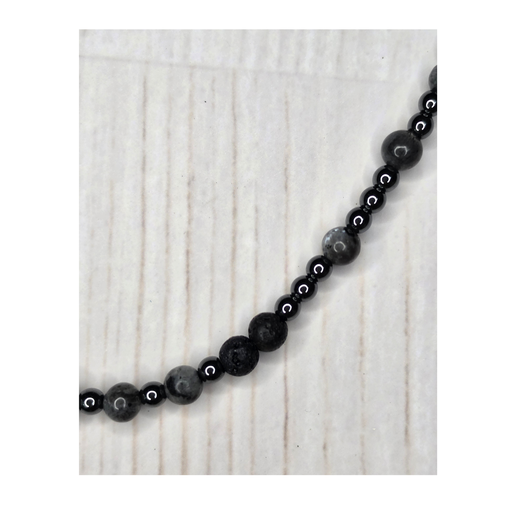 Labradorite & Lava Stone Beaded Necklace