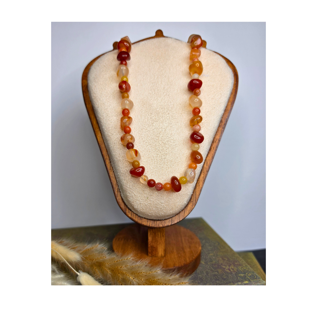 Dyed Agate & Golden Silk Jade Tumbled Necklace