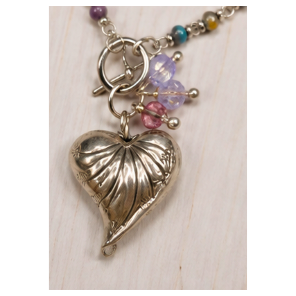 Glass Seed Bead Hand-Threaded Stainless Steel Chain Necklace