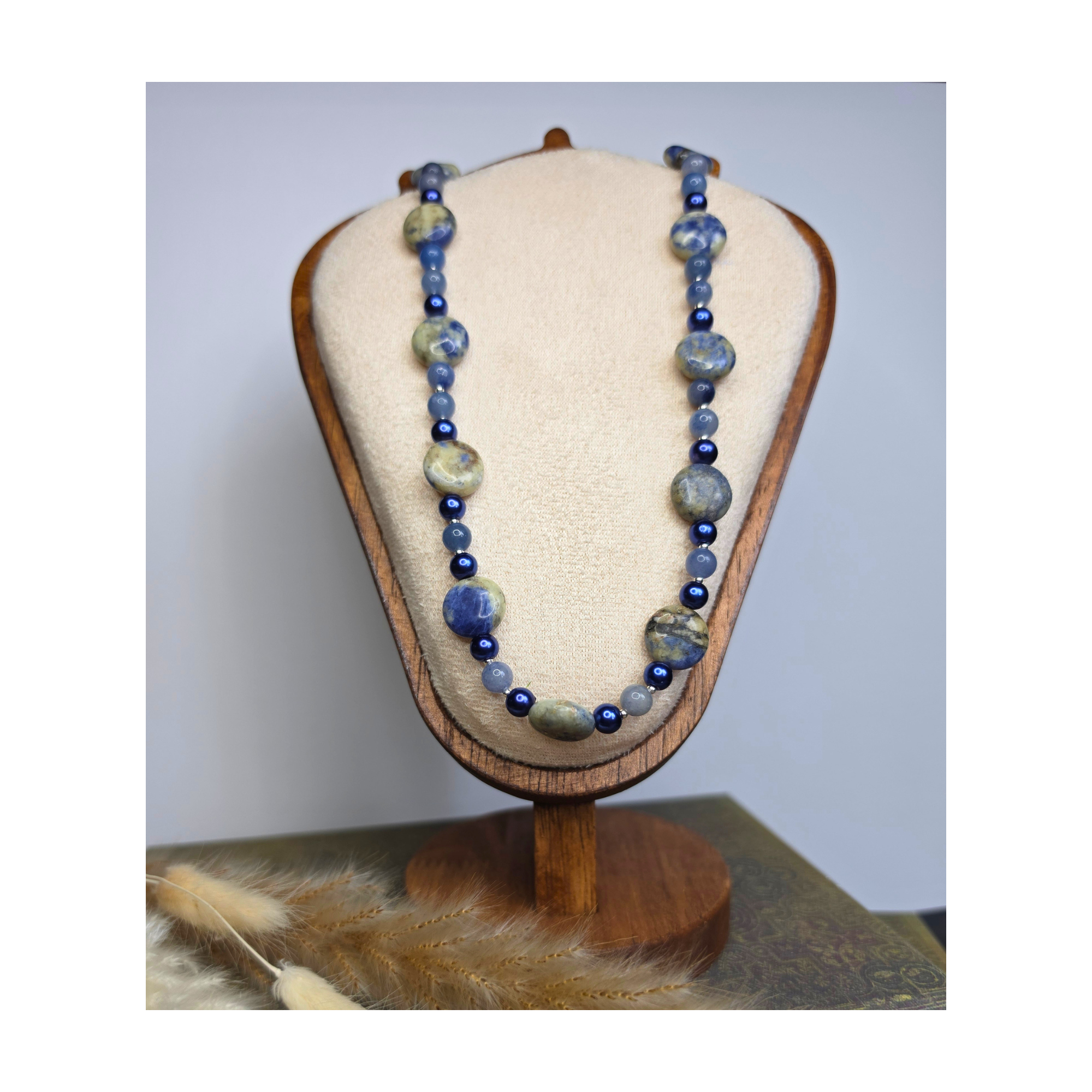 Blue Aventurine, Sodalite Coin & Czech Glass Necklace