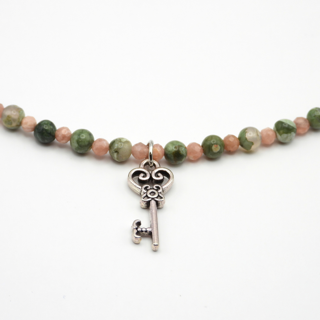 Rhyolite & Rhodochrosite Key Necklace