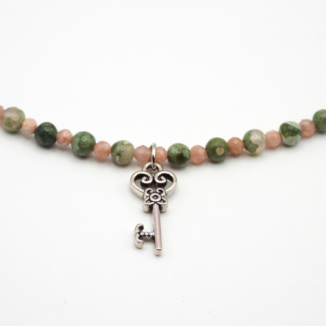 Rhyolite & Rhodochrosite Key Necklace