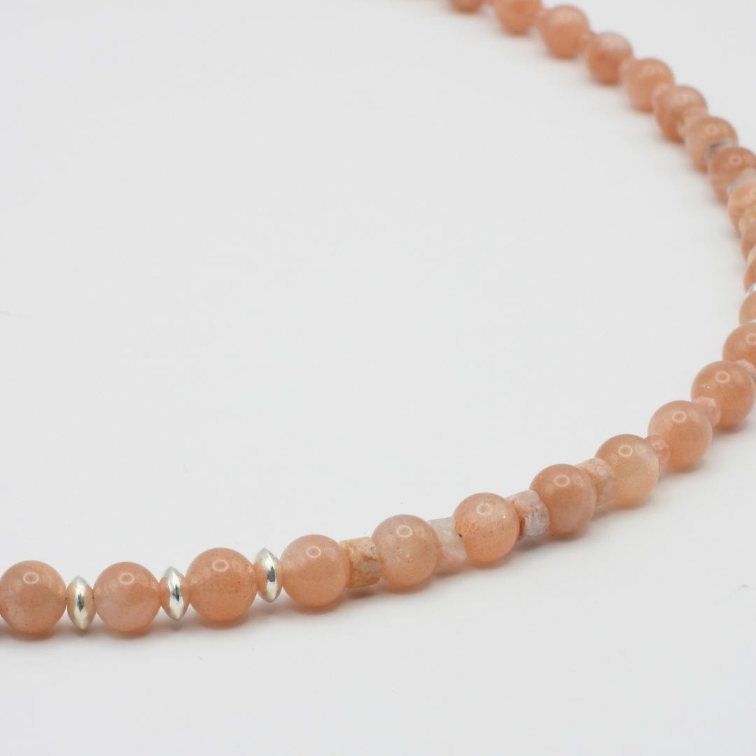 Peach Blush | Moonstone & Pink Agate Necklace