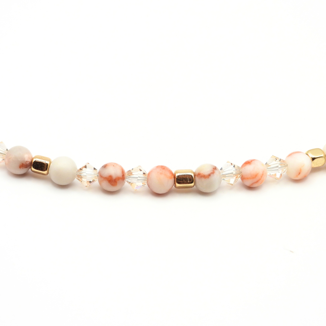 Red Network Jasper & Crystal Glass Necklace