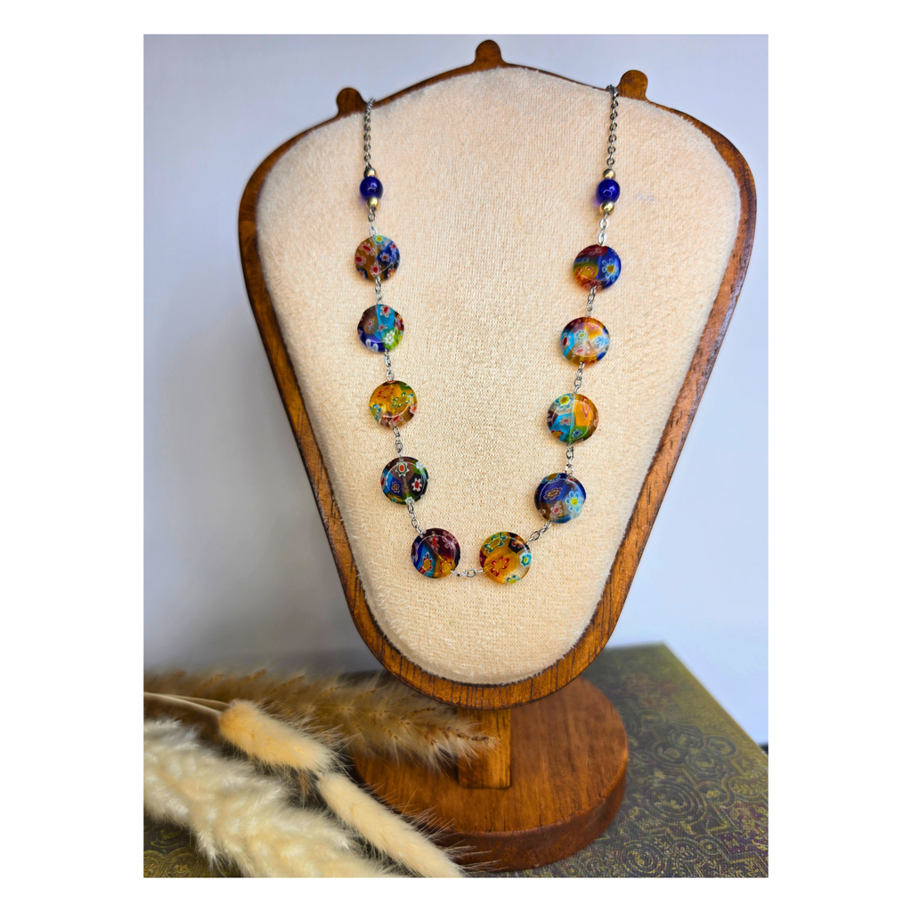 Millefiori Glass Bead Statement Necklace