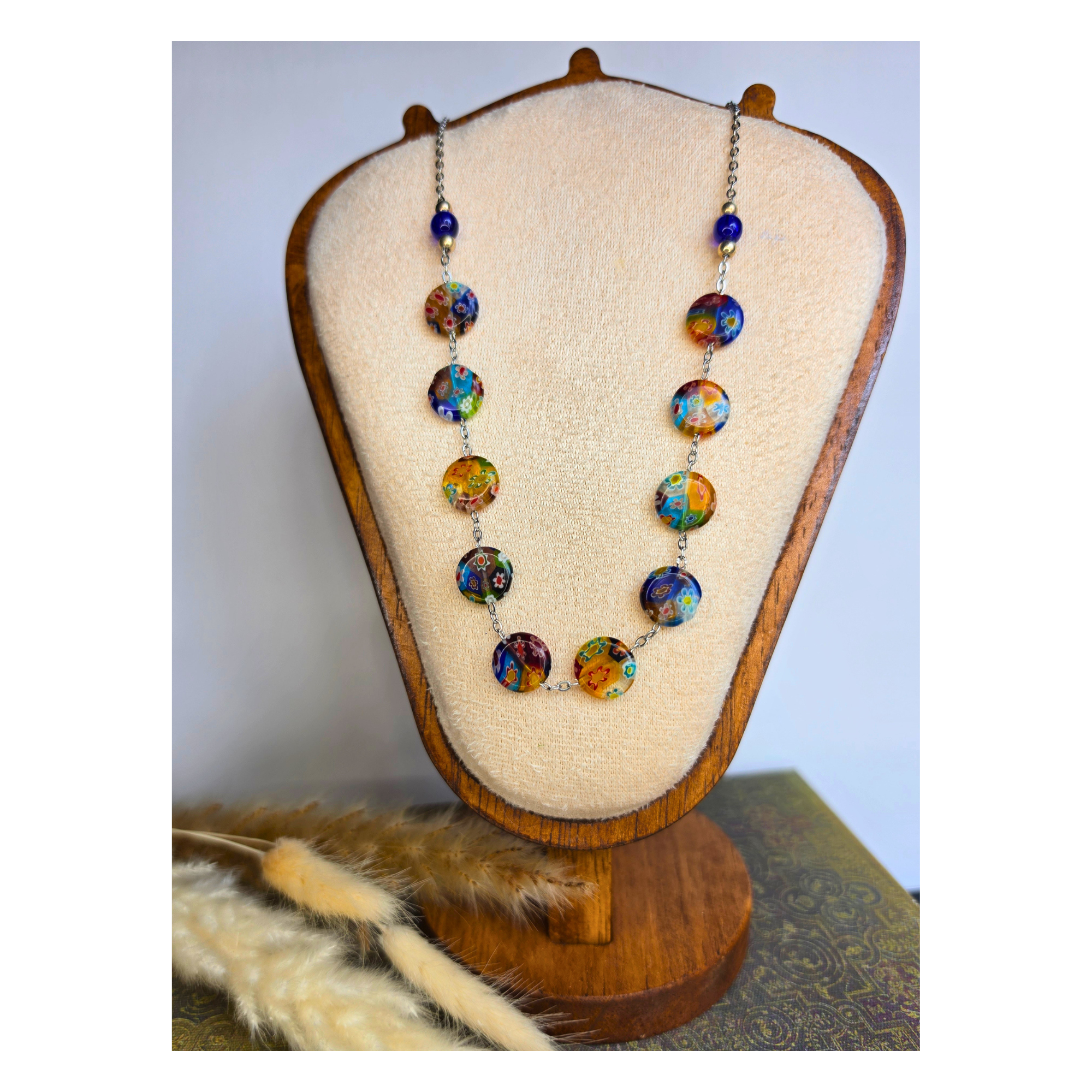 Millefiori Glass Bead Statement Necklace