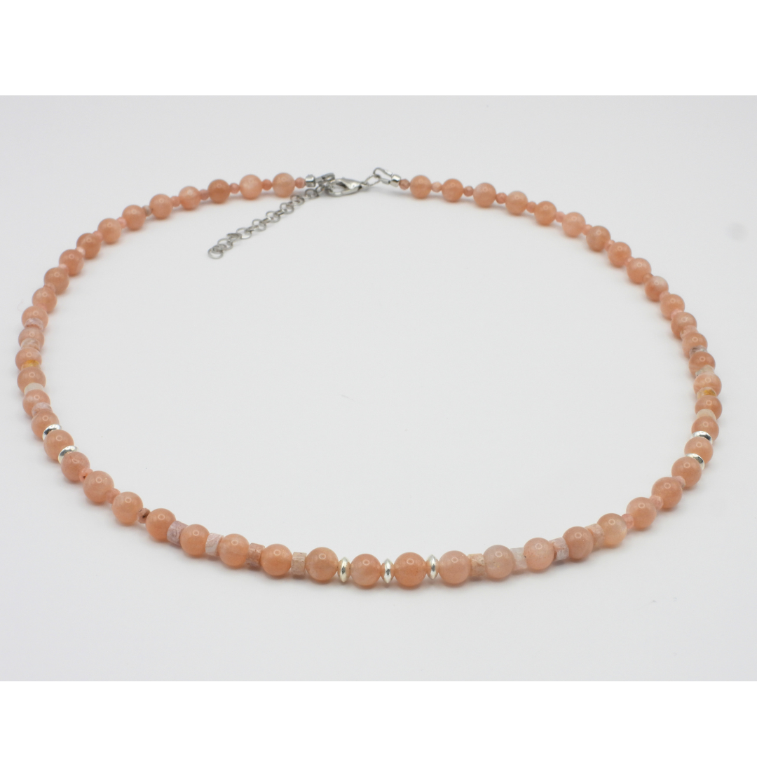Peach Blush | Moonstone & Pink Agate Necklace