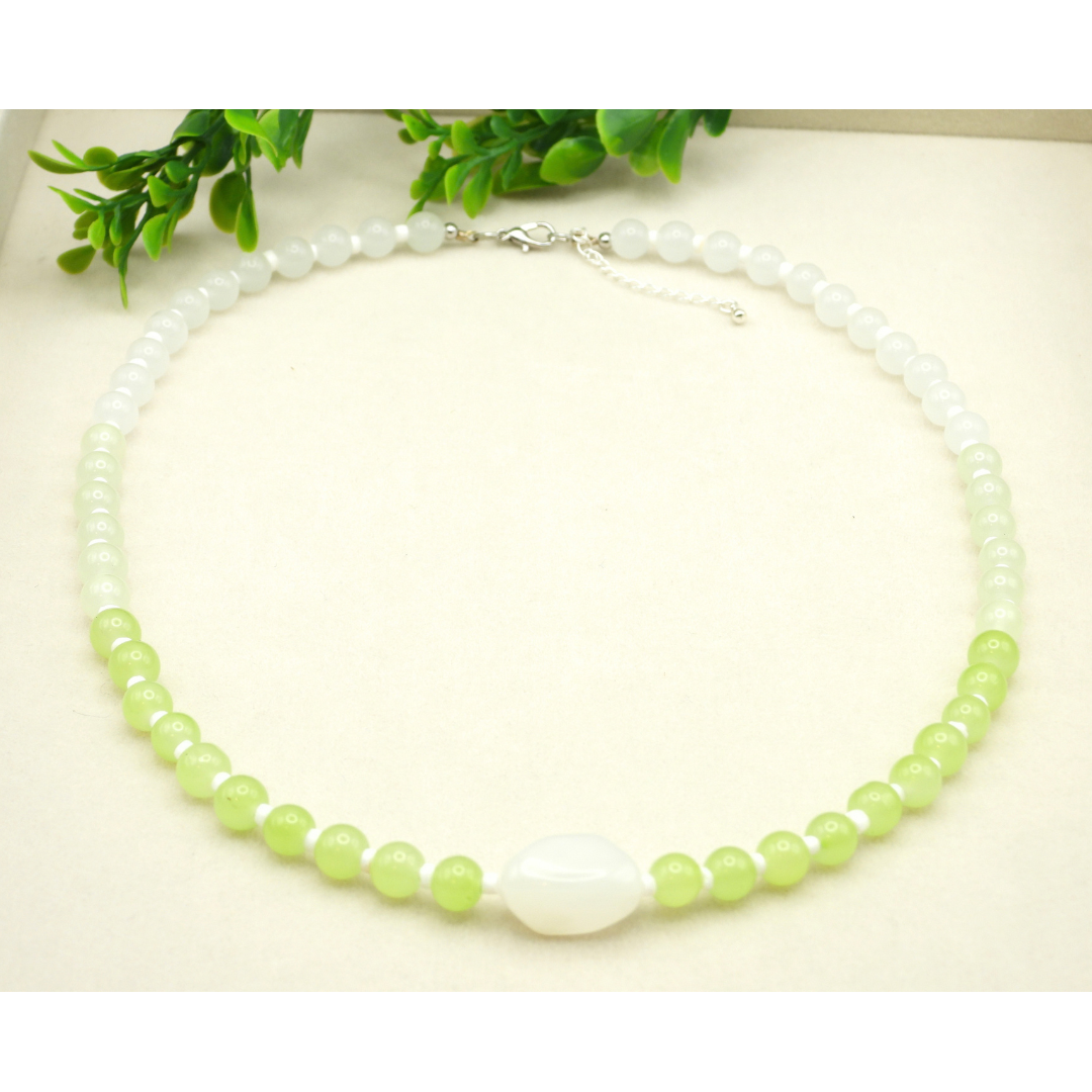 Ombre Glass Bead Necklace with Acrylic Charm