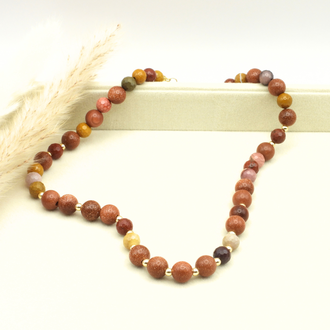Autumn Glow | Mookaite Jasper & Goldstone Necklace