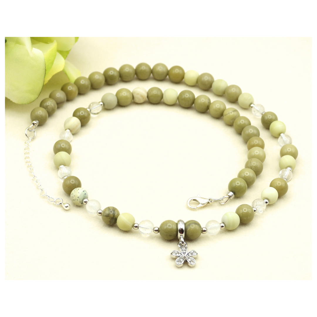 Imperial & Australian Jasper with Clear Quartz Necklace