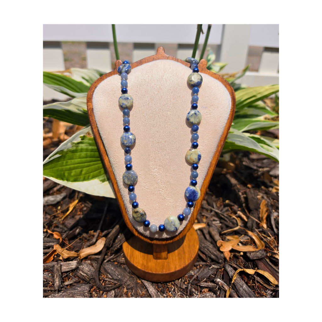 Blue Aventurine, Sodalite Coin & Czech Glass Necklace