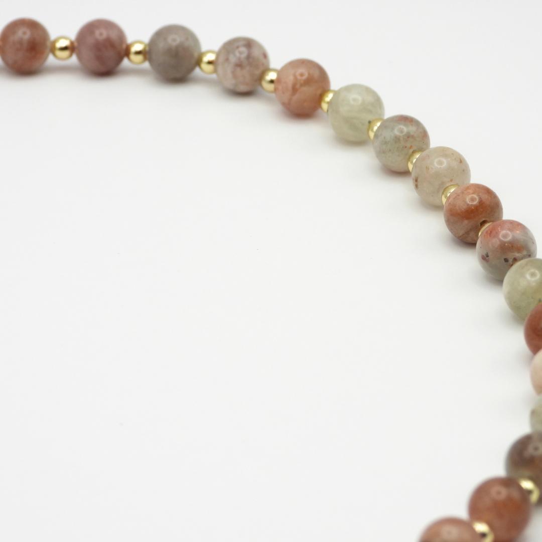 Oregon Sunstone & Peach Moonstone Heart Necklace