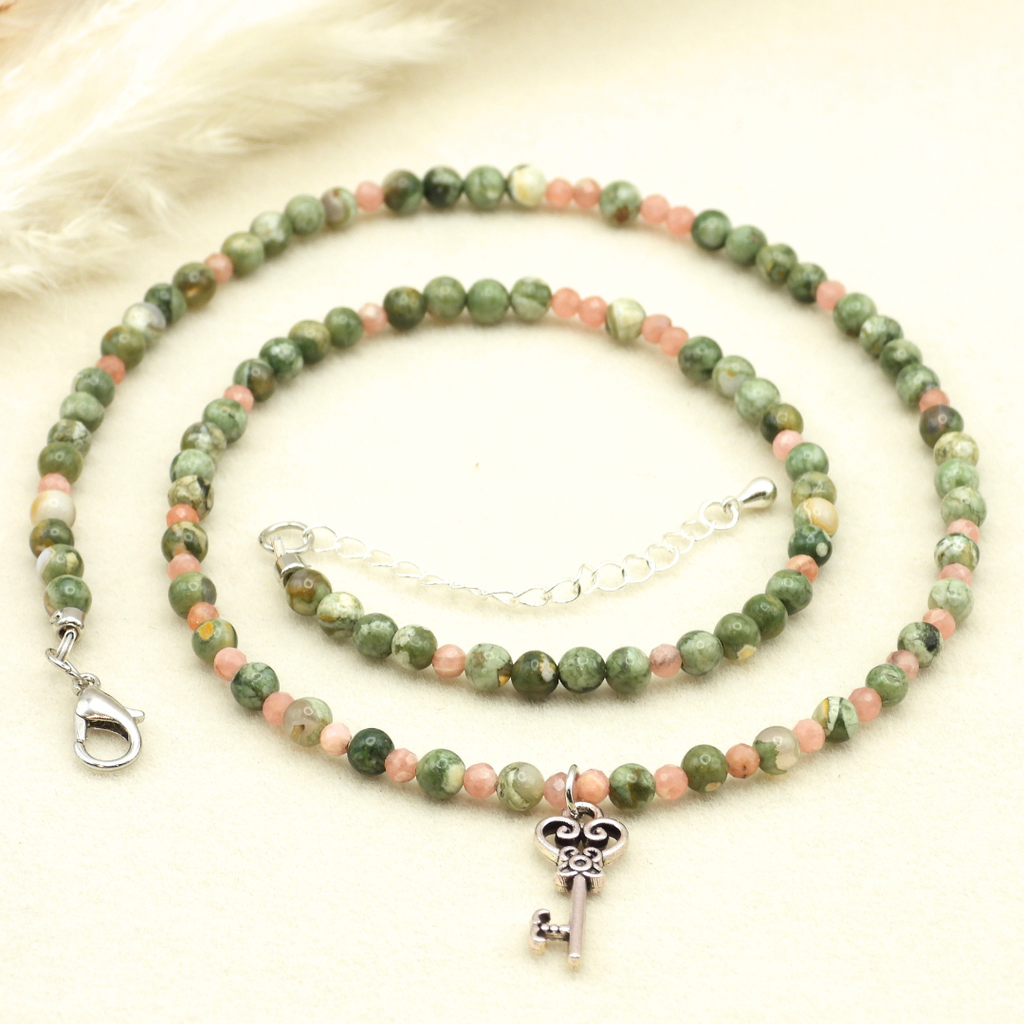 Rhyolite & Rhodochrosite Key Necklace