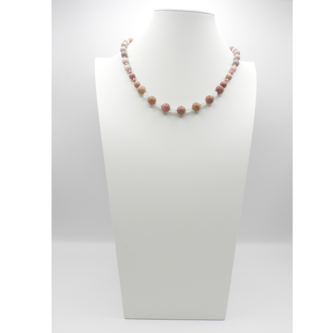 Rose Blush | Pink Zebra Agate & Rhodonite Necklace