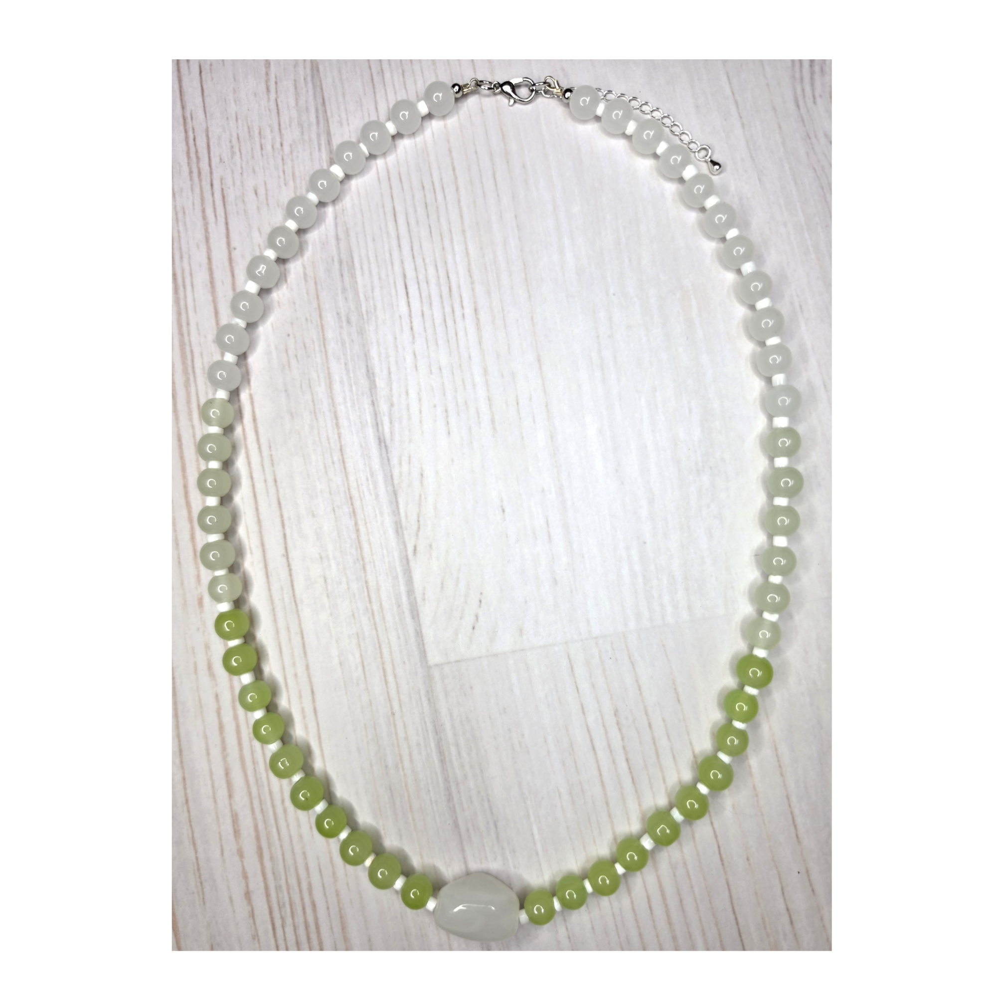 Ombre Glass Bead Necklace with Acrylic Charm