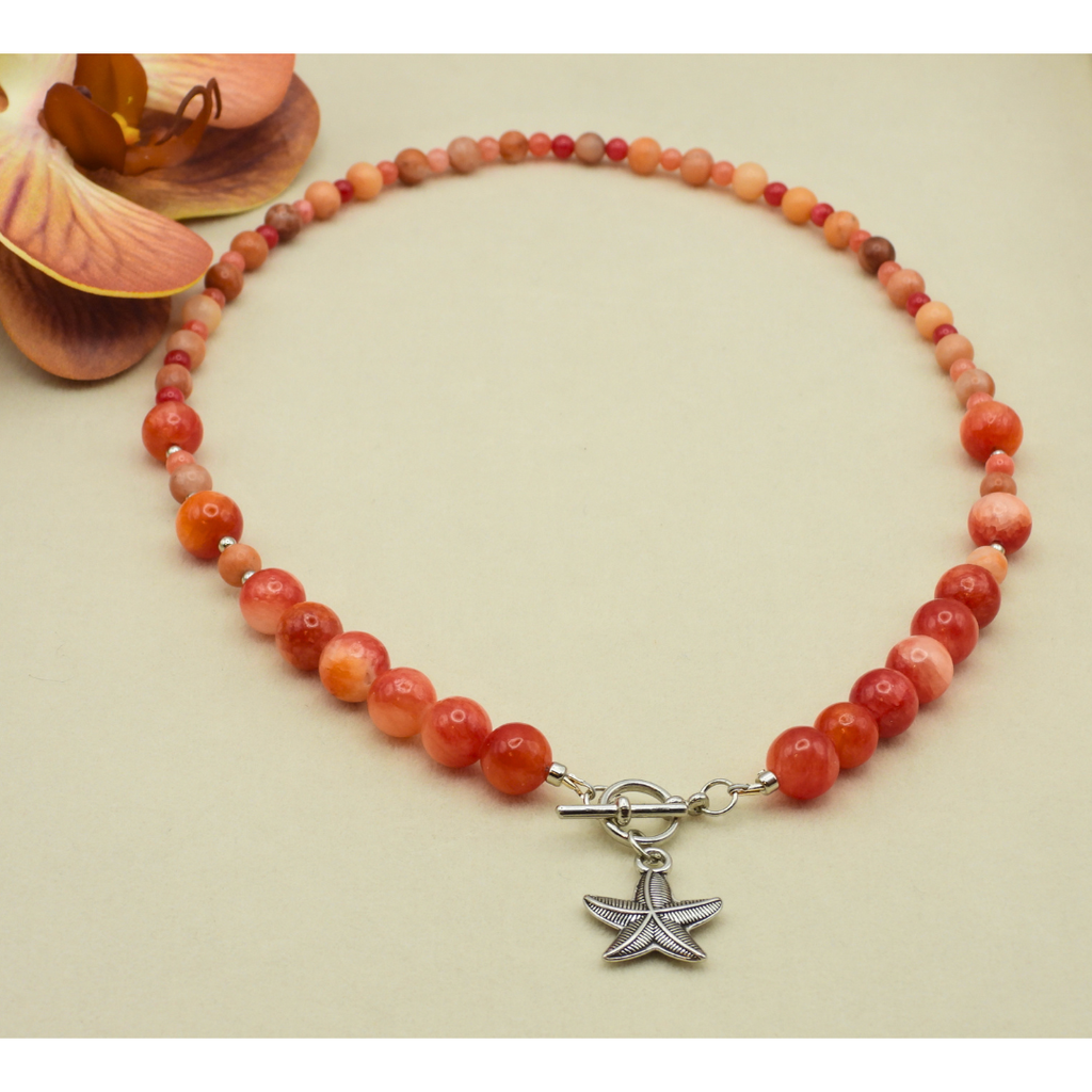 Ruby Quartz & Red Aventurine Starfish Necklace
