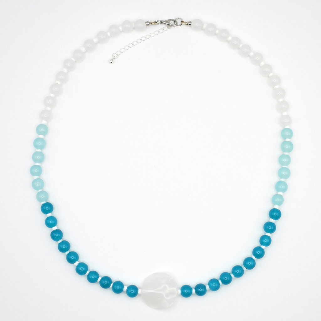Ombre Glass Bead Necklace with Acrylic Charm