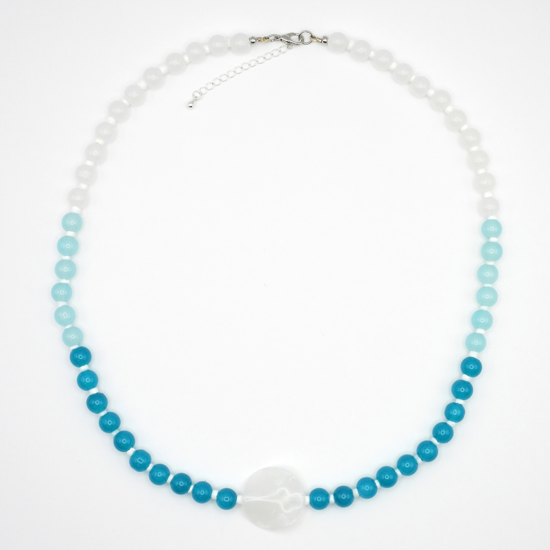 Ombre Glass Bead Necklace with Acrylic Charm