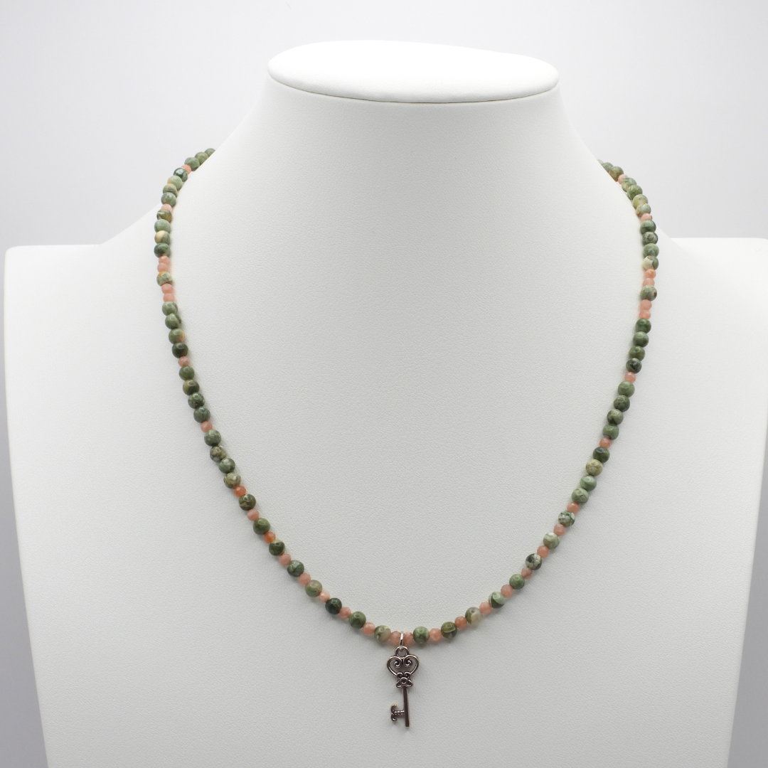 The Secret Garden | Rhyolite & Rhodochrosite Key Necklace