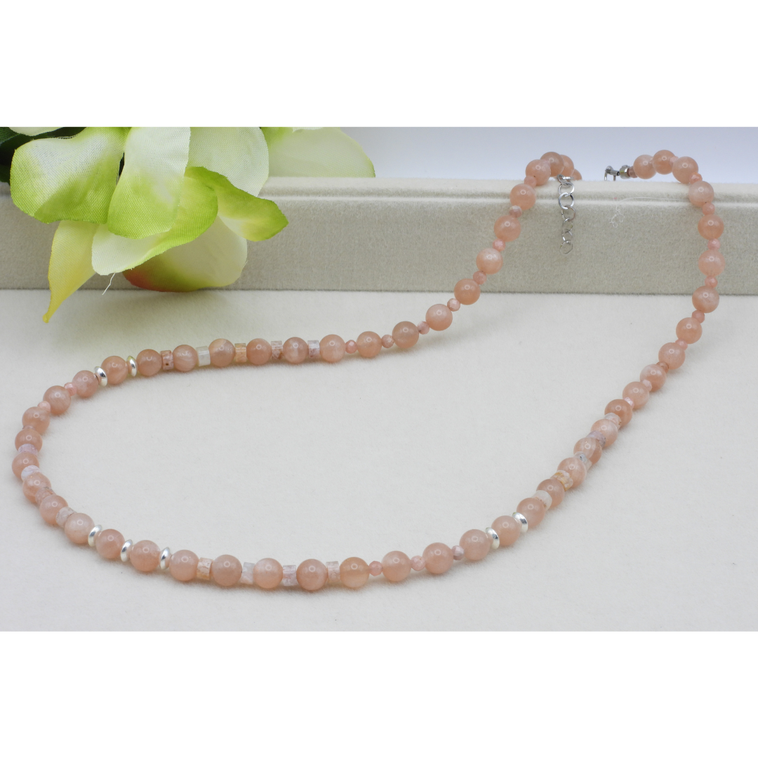 Peach Blush | Moonstone & Pink Agate Necklace