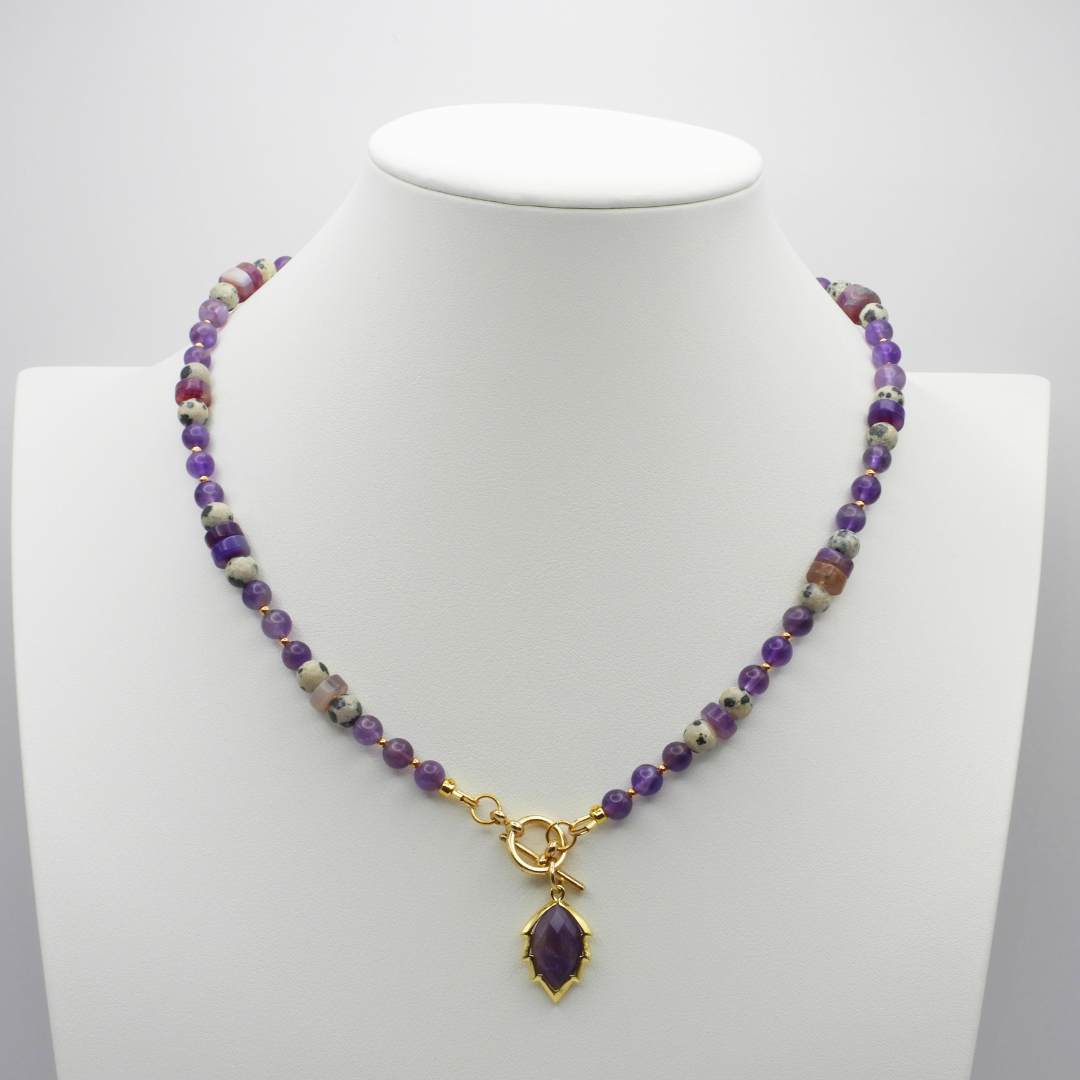 Violet Serenade | Amethyst & Dalmatian Jasper Necklace