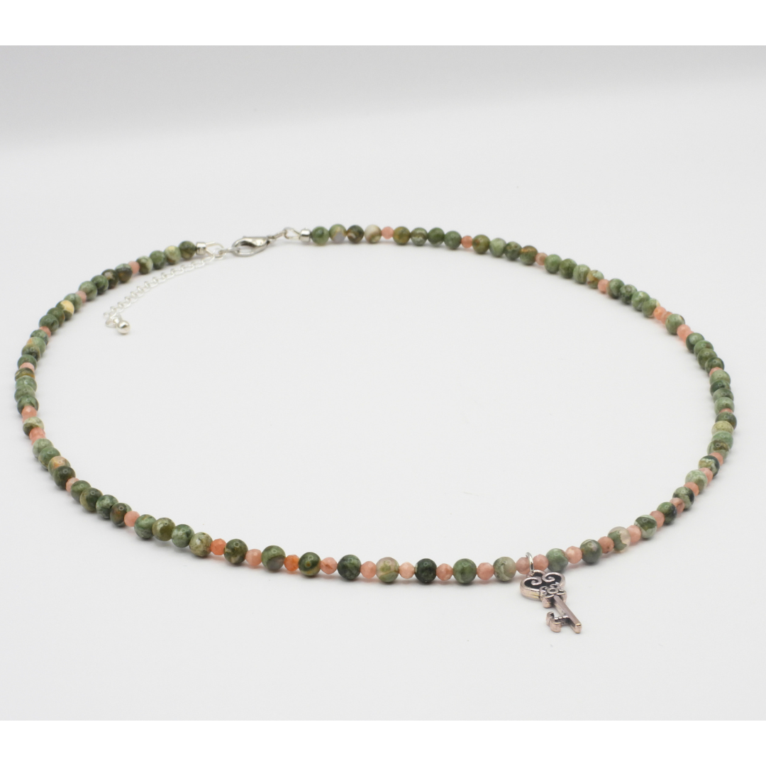 The Secret Garden | Rhyolite & Rhodochrosite Key Necklace
