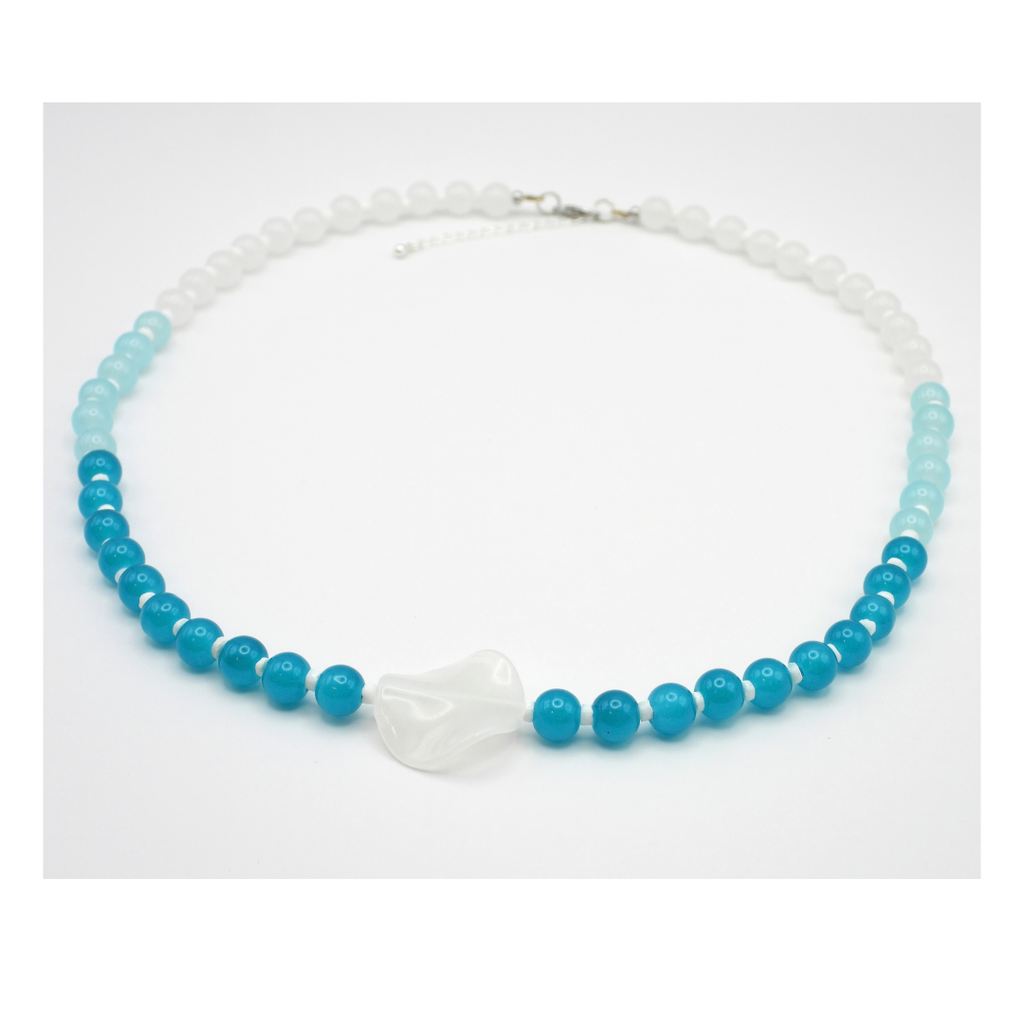Ombre Glass Bead Necklace with Acrylic Charm