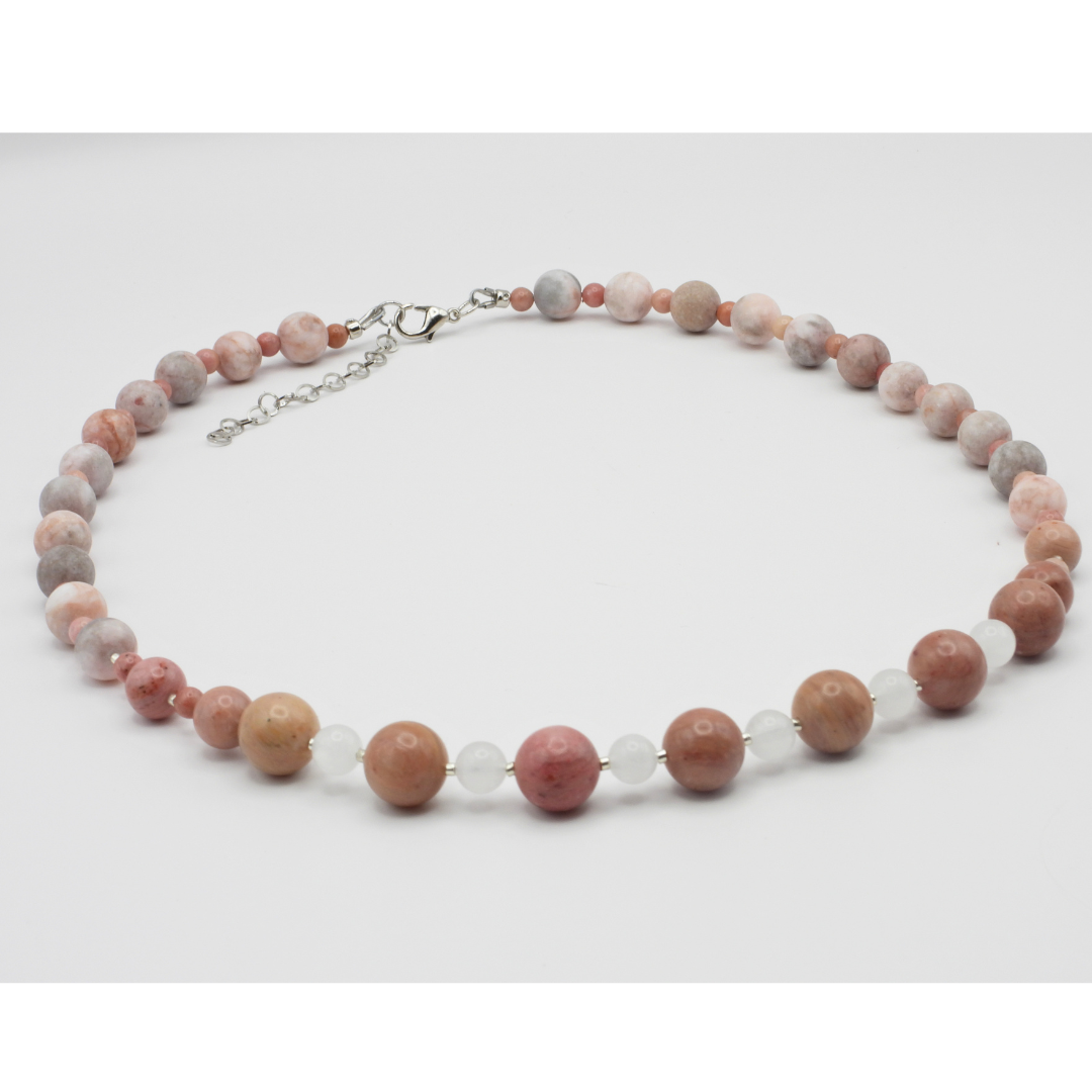 Rose Blush | Pink Zebra Agate & Rhodonite Necklace