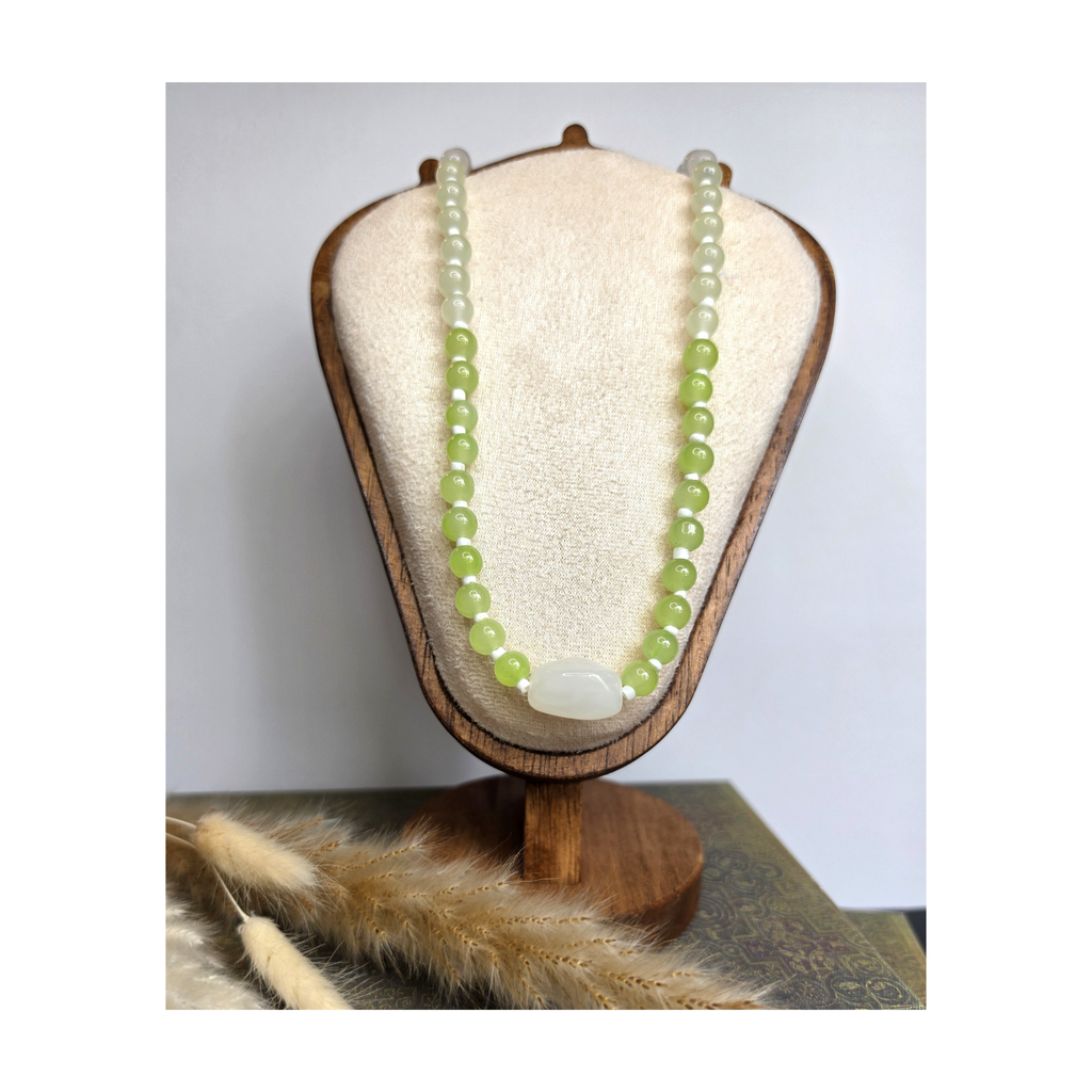Ombre Glass Bead Necklace with Acrylic Charm